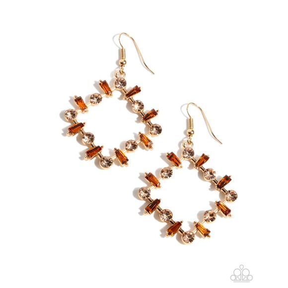 Pampered Promise gold & Brown abstract earrings - Picture 2 of 2